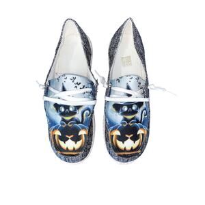 Halloween Fall Pumpkins Ghost Size 8.5 Round Toe Lightweight For Women's Shoes